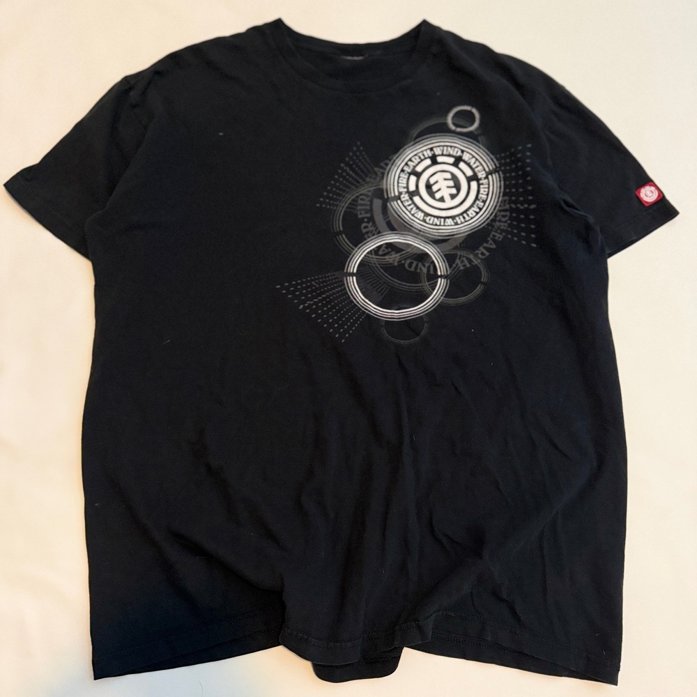 Y2K Element T-Shirt Men Large Black Graphic Logo Short Sleeve Skate Tee